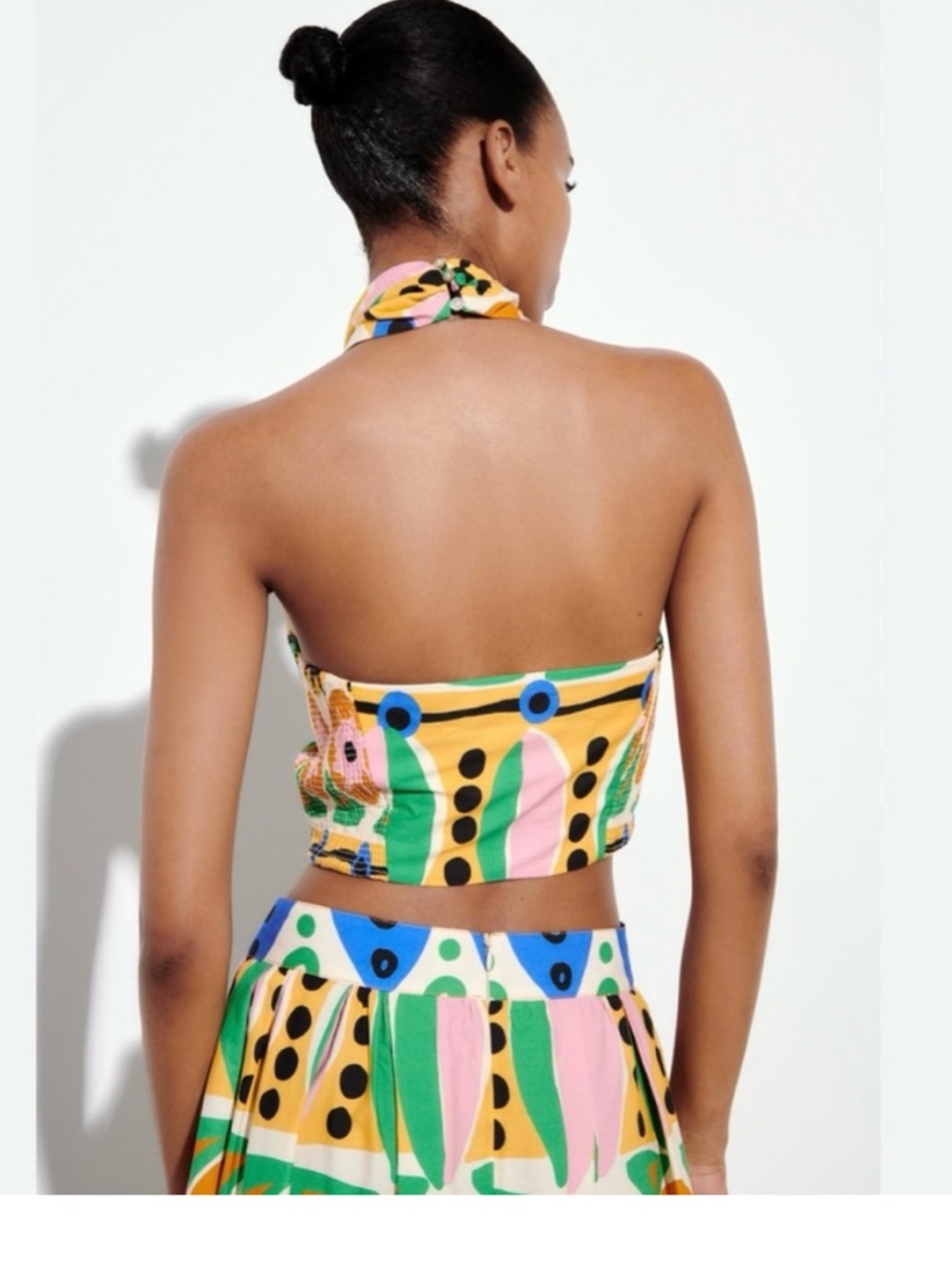 NWT ZARA Printed Blue Yellow Summer Ruched Halter Crop Top 
🚨FIRM PRICE - Picture 13 of 14